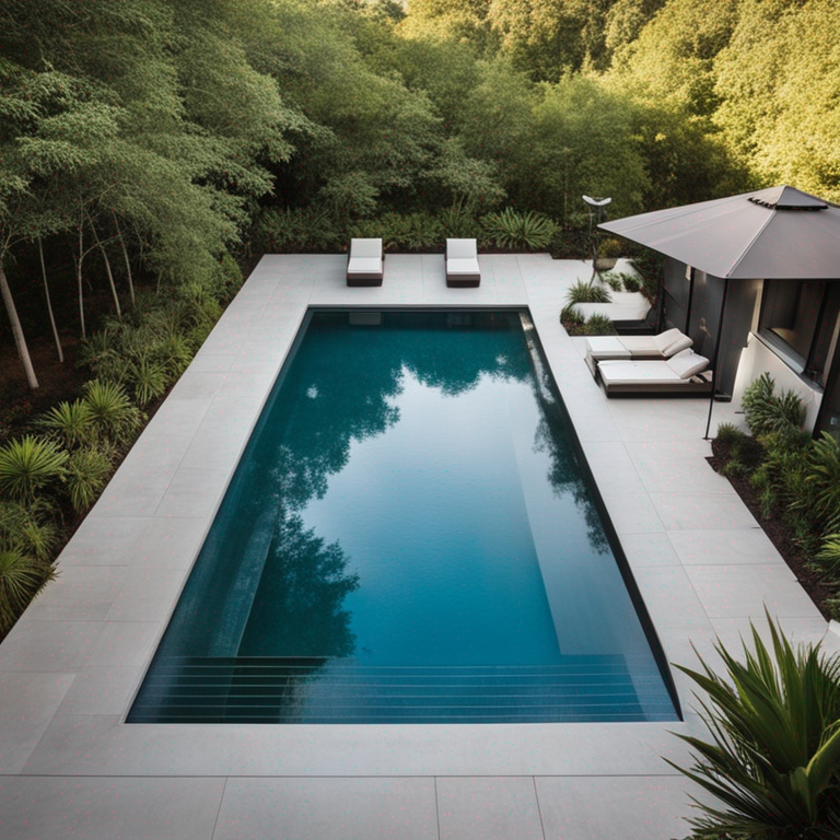 Fiberglass pool in a backyard