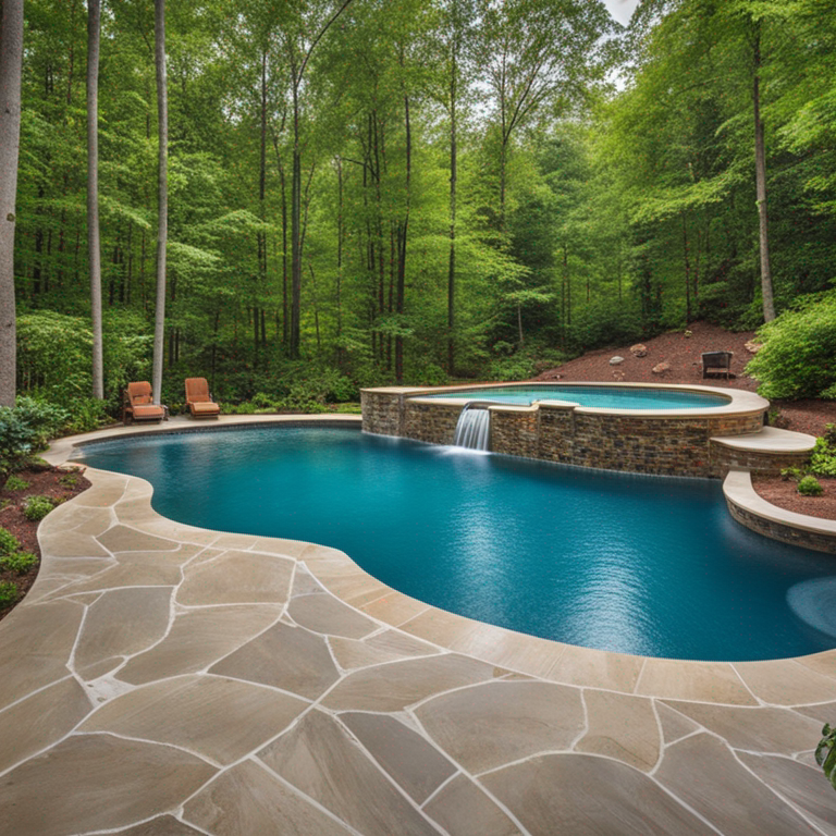 Swimming pool with a fiberglass edge