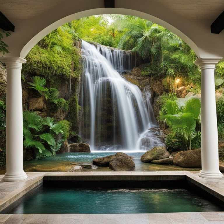 Imagem de uma bela cascata em uma piscina