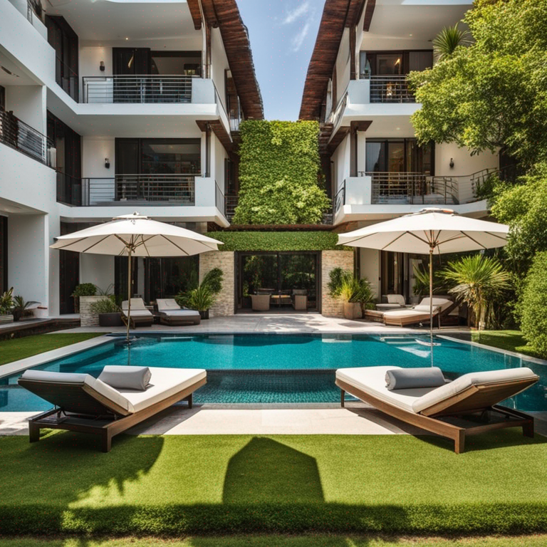 Beautifully decorated pool area