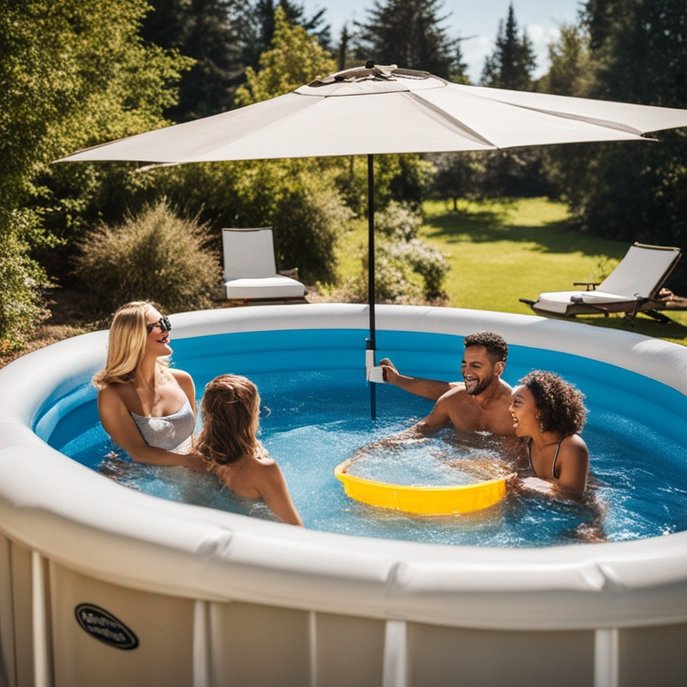 Family enjoying a plastic pool