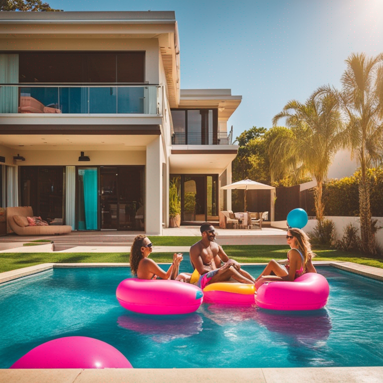 Group of friends enjoying a pool party