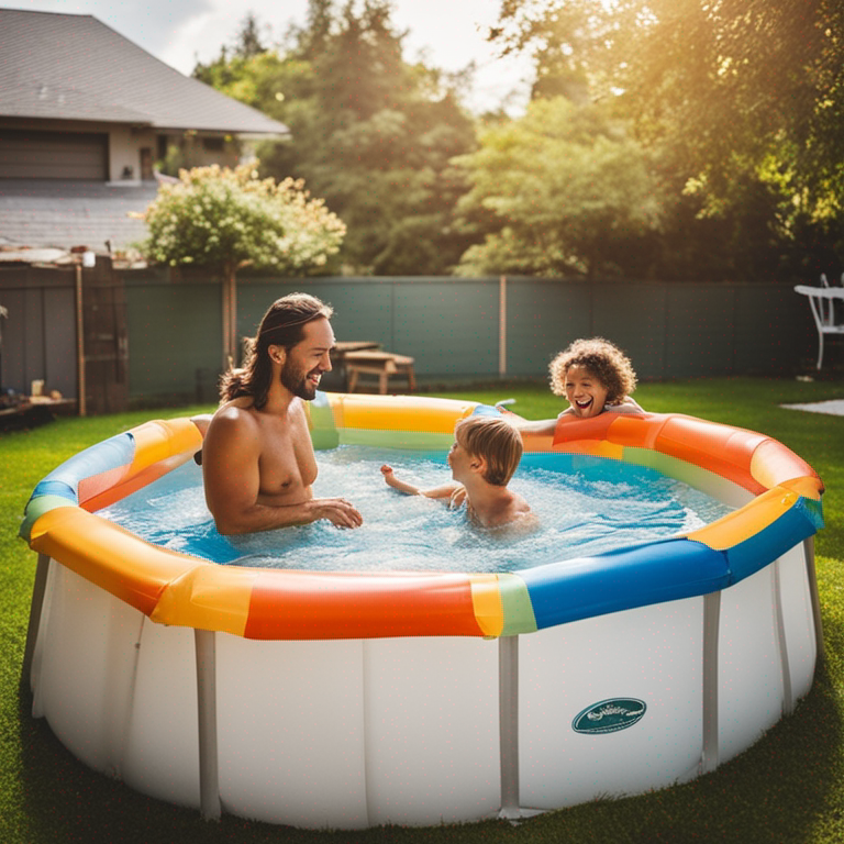 A family enjoying their plastic pool