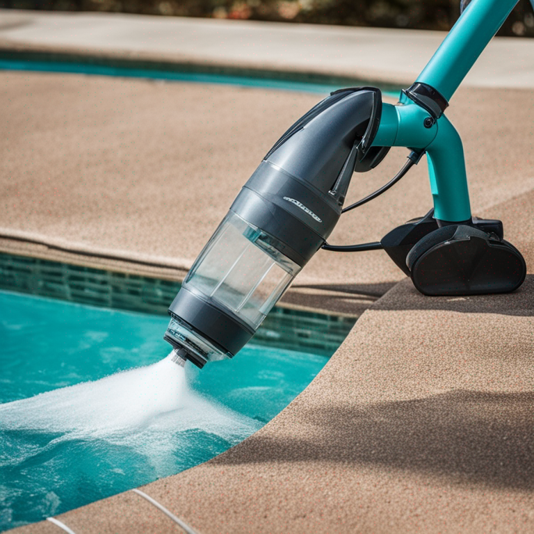 Pool vacuum cleaning the pool bottom