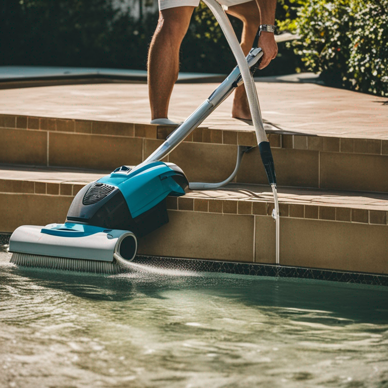 Person using a pool vacuum