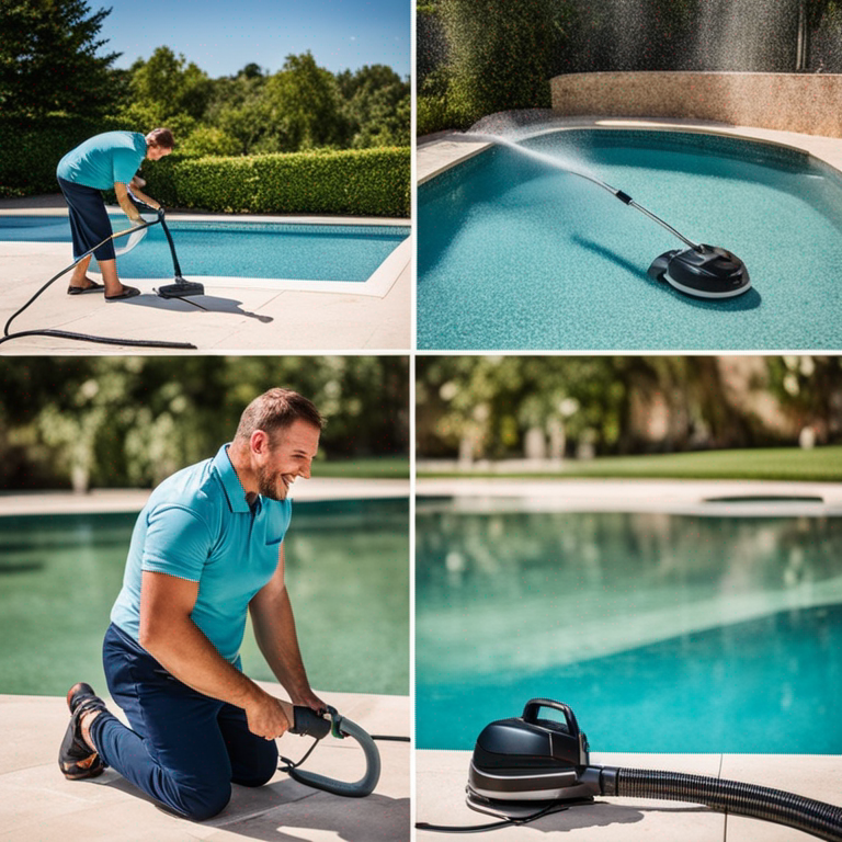 Pool vacuum cleaner in use