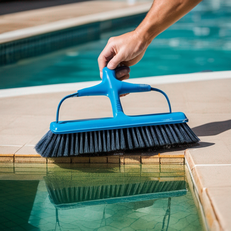 Pool brush cleaning the pool