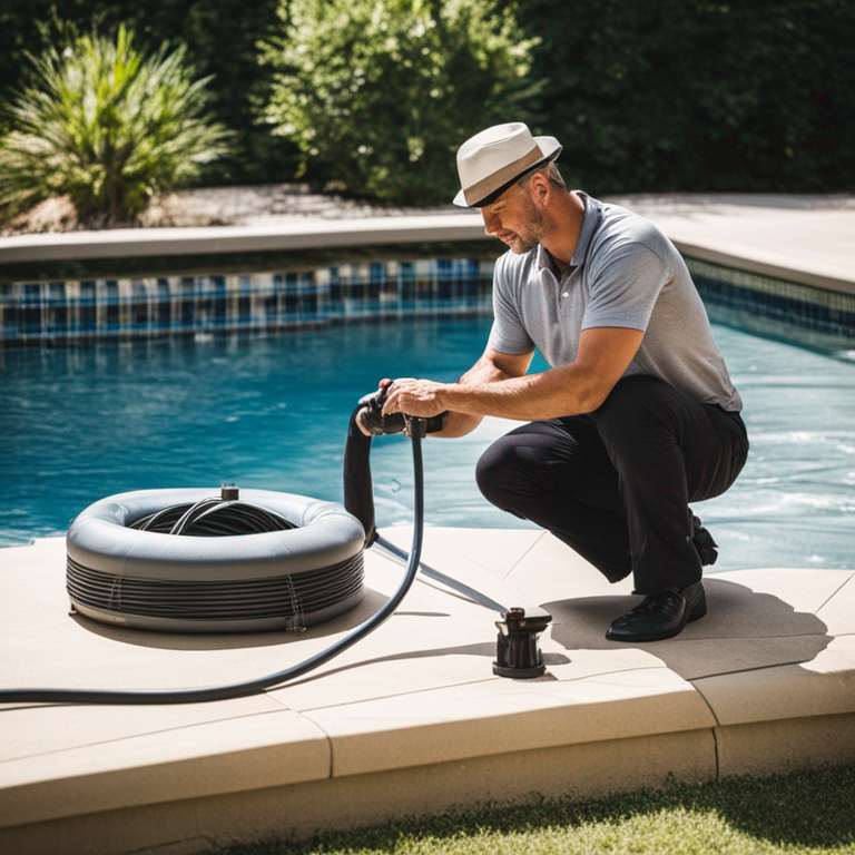 Professional installing pool equipment