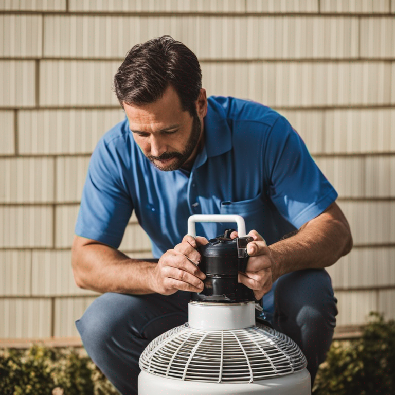 Professional pool cleaner inspecting a sand filter