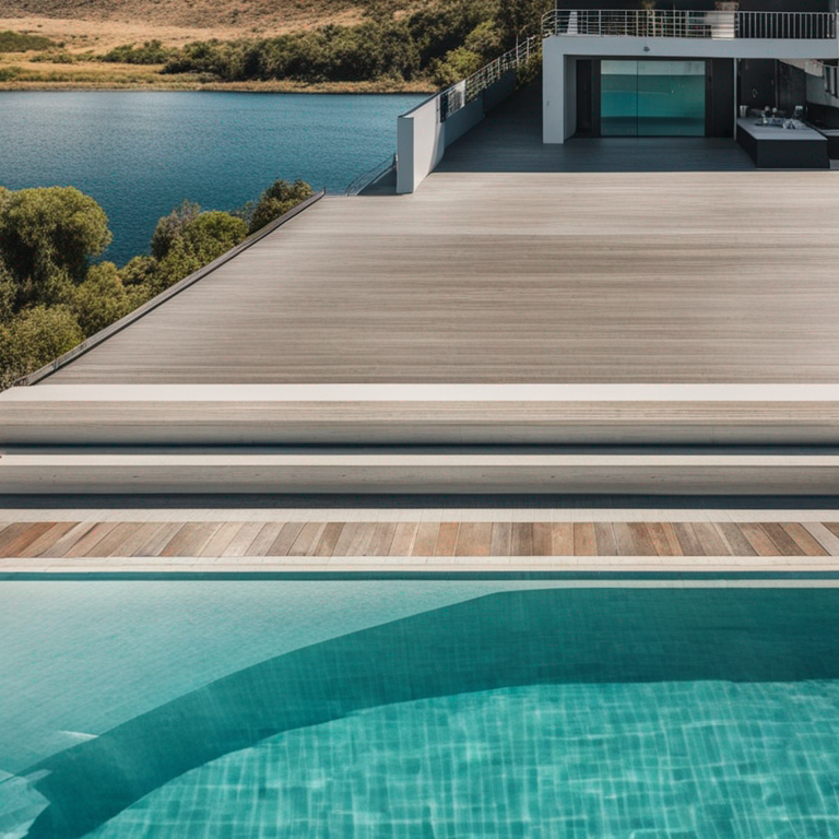 Swimming pool with clear water and happy swimmers