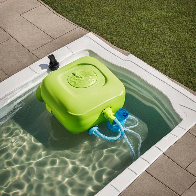 Electric pump inflating a pool float