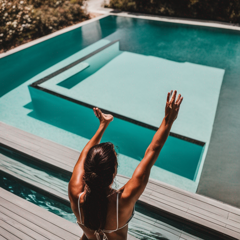 Person enjoying a clear pool